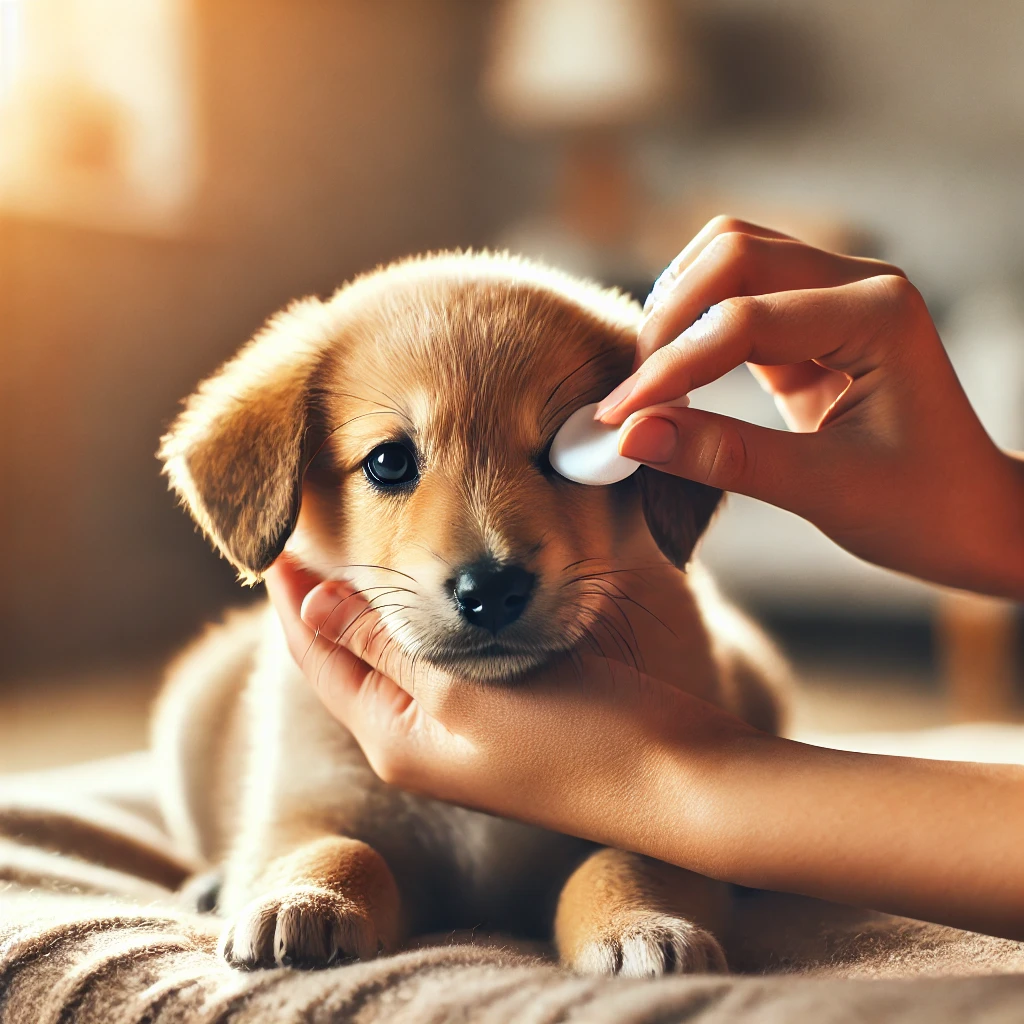 Cura degli Occhi per Cani a Rovigo - foto di un cane con una benda sull'occhio